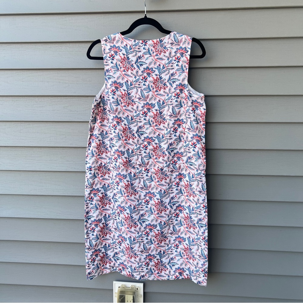 J.Mclaughlin Rue Patch Front Pockets Linen Dress Floral Multicolor Size S V-neck - Picture 6 of 14